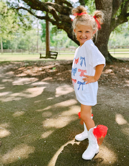 Red white and blue bows
